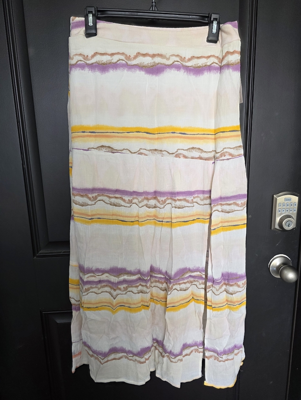 Nine West Flare Midi Skirt Women Sz Medium Front Slit NWT Coastal Summee - Picture 2 of 10